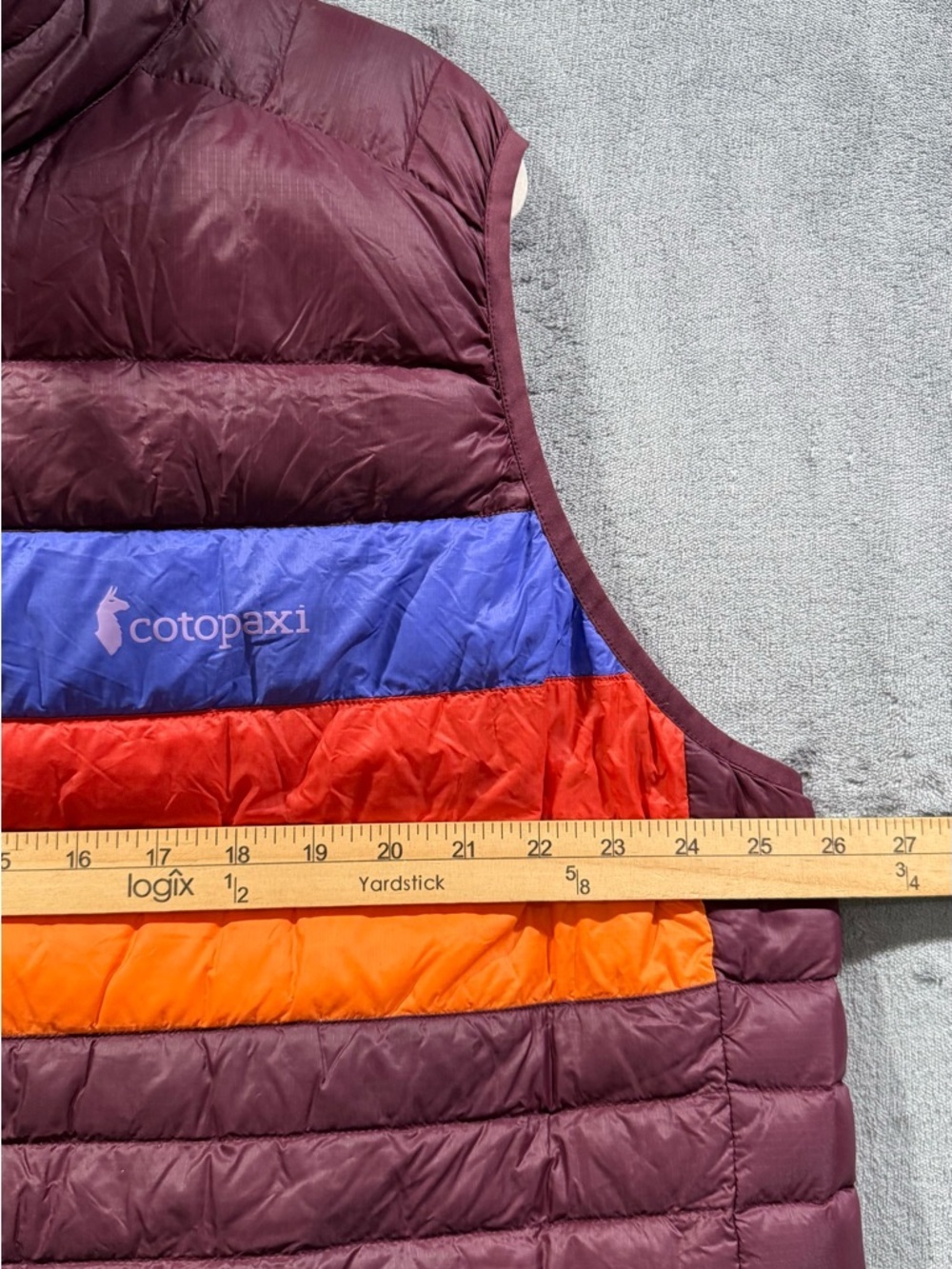 Cotopaxi Fuego Down Packable Womens Vest Size 3X Wine Stripes Color Way Outdoor - Picture 3 of 9